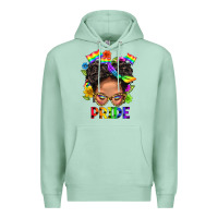 Lgbtq+ Messy Bun Mom Pride With Flower Premium Hoodie | Teevron