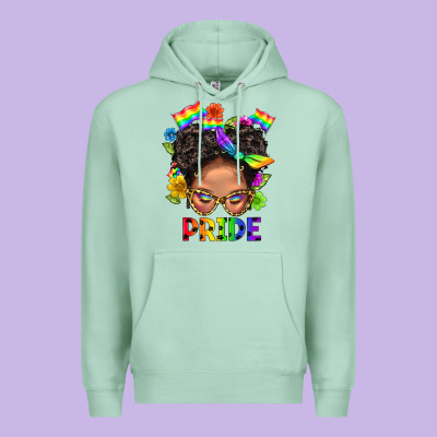 Lgbtq+ Messy Bun Mom Pride With Flower Premium Hoodie Designed By Bundleandbundleshop