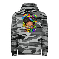 Slate Camo LGBTQ+ Messy Bun Mom Pride With Flower Premium Hoodie - BundleAndBundleShop