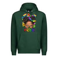 Sports Green LGBTQ+ Messy Bun Mom Pride With Flower Premium Hoodie - BundleAndBundleShop