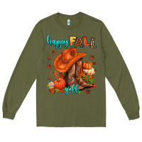 Army Green happy fall y'all  cowgirl Long Sleeve Tee - AdoDesignShop