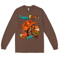 Chestnut happy fall y'all  cowgirl Long Sleeve Tee - AdoDesignShop