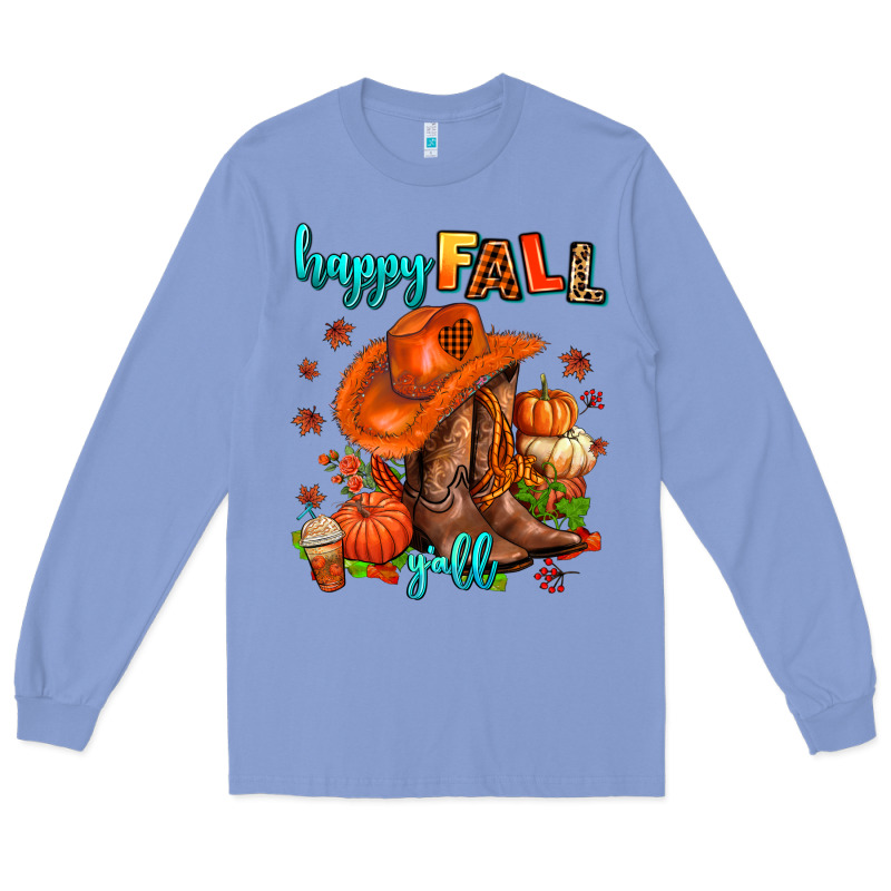 Happy Fall Y'all  Cowgirl Long Sleeve Tee by AdoDesignShop | Teevron