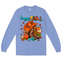 Colony Blue happy fall y'all  cowgirl Long Sleeve Tee - AdoDesignShop