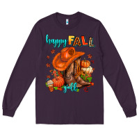 Plum happy fall y'all  cowgirl Long Sleeve Tee - AdoDesignShop