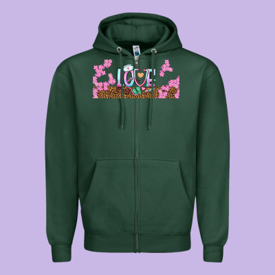 Watercolor Love Nurse Libbey Glass Zipper Hoodie Designed By Bundleandbundleshop