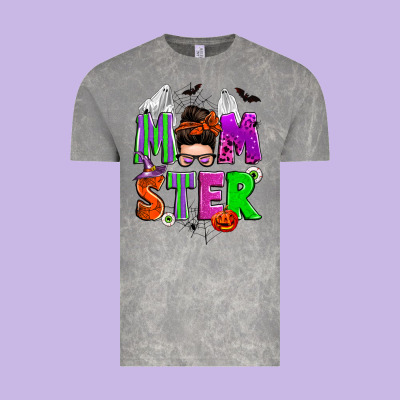 Halloween Momster Messy Bun Vintage Tee Designed By Zillion Design Studio