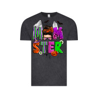 Vintage Black halloween momster messy bun Vintage Tee - Zillion Design Studio