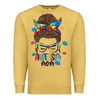 Antique Gold messy bun autism mom Premium Sweatshirt - MaliasSmallBusiness
