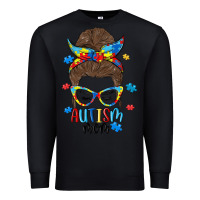 Black messy bun autism mom Premium Sweatshirt - MaliasSmallBusiness