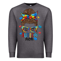 Charcoal Heather messy bun autism mom Premium Sweatshirt - MaliasSmallBusiness