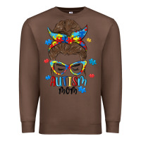 Chestnut messy bun autism mom Premium Sweatshirt - MaliasSmallBusiness