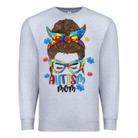 Heather Grey messy bun autism mom Premium Sweatshirt - MaliasSmallBusiness