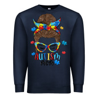 Navy messy bun autism mom Premium Sweatshirt - MaliasSmallBusiness
