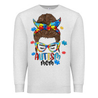 Oatmeal Heather messy bun autism mom Premium Sweatshirt - MaliasSmallBusiness