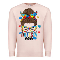 Pale Pink messy bun autism mom Premium Sweatshirt - MaliasSmallBusiness