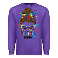 Purple messy bun autism mom Premium Sweatshirt - MaliasSmallBusiness