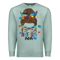 Seafoam messy bun autism mom Premium Sweatshirt - MaliasSmallBusiness