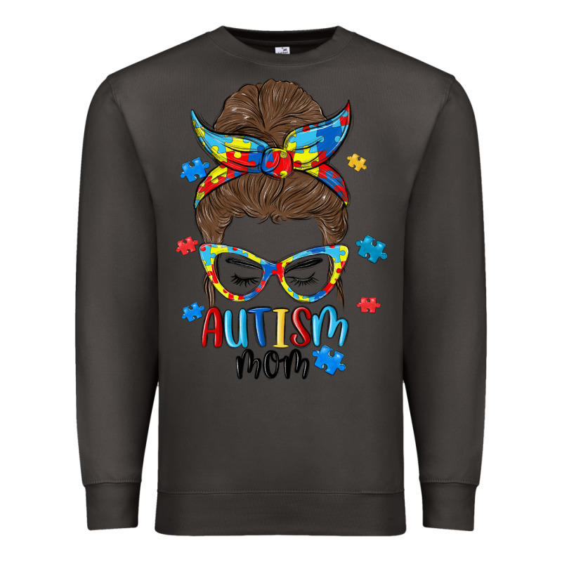 Messy Bun Autism Mom Premium Sweatshirt by MaliasSmallBusiness | Teevron