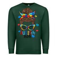 Sports Green messy bun autism mom Premium Sweatshirt - MaliasSmallBusiness