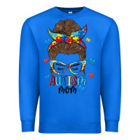True Royal messy bun autism mom Premium Sweatshirt - MaliasSmallBusiness