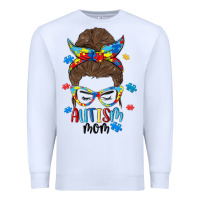 White messy bun autism mom Premium Sweatshirt - MaliasSmallBusiness