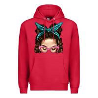 Cardinal Messy Bun Mom With Leopard Bandana Premium Hoodie - BundleAndBundleShop