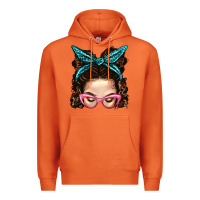 Carrot Messy Bun Mom With Leopard Bandana Premium Hoodie - BundleAndBundleShop