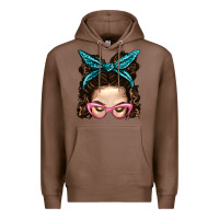 Chestnut Messy Bun Mom With Leopard Bandana Premium Hoodie - BundleAndBundleShop