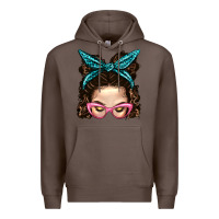 Coffee Messy Bun Mom With Leopard Bandana Premium Hoodie - BundleAndBundleShop