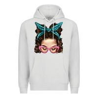Dove Grey Messy Bun Mom With Leopard Bandana Premium Hoodie - BundleAndBundleShop
