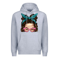 Heather Grey Messy Bun Mom With Leopard Bandana Premium Hoodie - BundleAndBundleShop