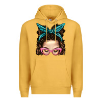 Mustard Messy Bun Mom With Leopard Bandana Premium Hoodie - BundleAndBundleShop
