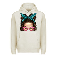 Oatmeal Heather Messy Bun Mom With Leopard Bandana Premium Hoodie - BundleAndBundleShop