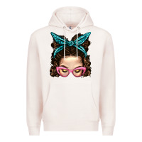 Pale Pink Messy Bun Mom With Leopard Bandana Premium Hoodie - BundleAndBundleShop