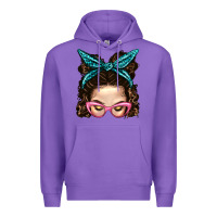Purple Messy Bun Mom With Leopard Bandana Premium Hoodie - BundleAndBundleShop
