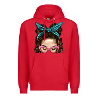 Red Messy Bun Mom With Leopard Bandana Premium Hoodie - BundleAndBundleShop