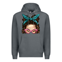 Rock Messy Bun Mom With Leopard Bandana Premium Hoodie - BundleAndBundleShop