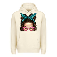Sandshell Messy Bun Mom With Leopard Bandana Premium Hoodie - BundleAndBundleShop