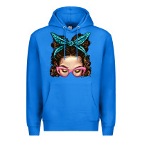 True Royal Messy Bun Mom With Leopard Bandana Premium Hoodie - BundleAndBundleShop