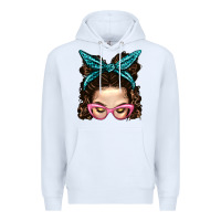 White Messy Bun Mom With Leopard Bandana Premium Hoodie - BundleAndBundleShop