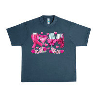 Midnight Navy breast cancer wine glasses Urban Heavy Tee - texasbilliewilder
