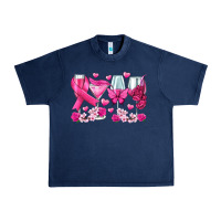 Navy breast cancer wine glasses Urban Heavy Tee - texasbilliewilder