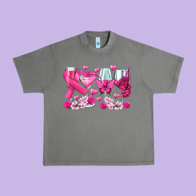 Breast Cancer Wine Glasses Urban Heavy Tee Designed By Texasbilliewilder