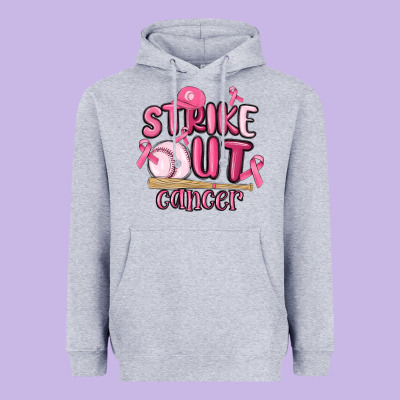 Strike Out Cancer Baseball Heavyweight Hoodie Designed By Maliassmallbusiness
