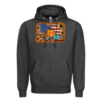 Charcoal Heather american flag fall backgraund Zipper Hoodie - JahusDesignShop