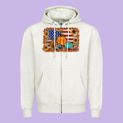 American Flag Fall Backgraund Zipper Hoodie Designed By Jahusdesignshop