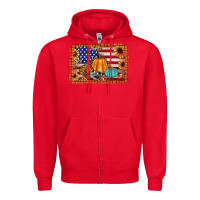 Red american flag fall backgraund Zipper Hoodie - JahusDesignShop