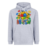 Heather Grey austism sunflower Heavyweight Hoodie - MaliasSmallBusiness