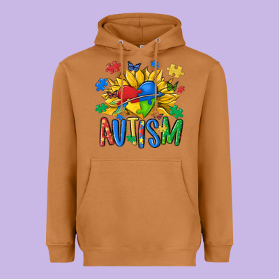 Austism Sunflower Heavyweight Hoodie Designed By Maliassmallbusiness